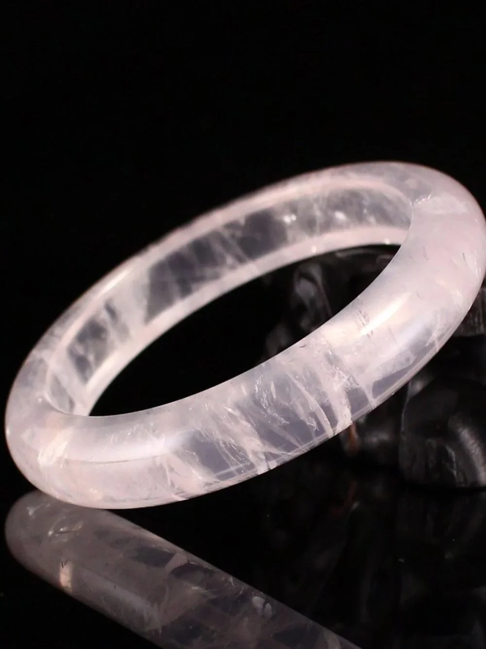 Natural Rose Quartz Bangle 42.89g 54mm ID Mozambique Pink Gemstone Crystal Cert